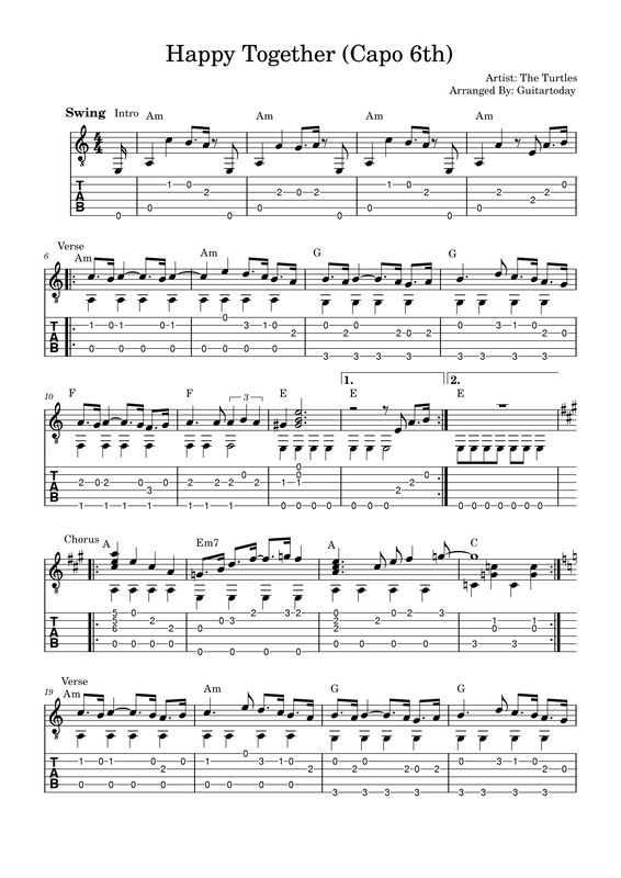happy together guitar chords